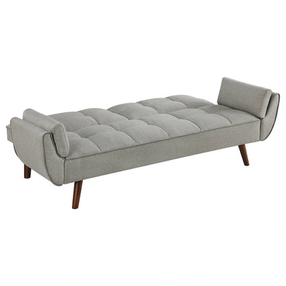 Kori 84 Inch Sofa Futon Bed with Tufted Back, Angled Legs, Gray Fabric