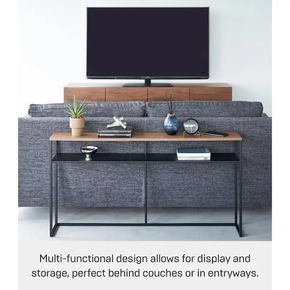Yamazaki Home Long Console Table - Two Styles, Steel, Shelf, Holds 11 lbs - L 8.07 x W 49.61 x H 25.59 inches