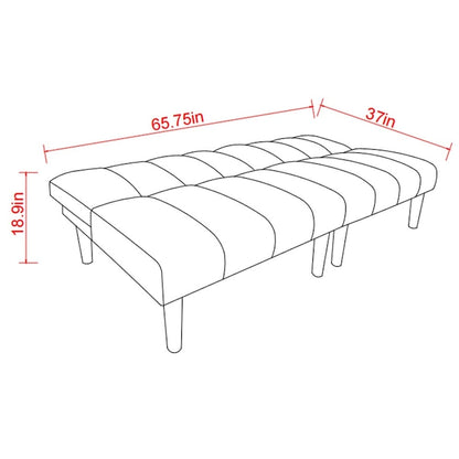 Corduroy Fabric Convertible Sofa Bed with Wood Leg