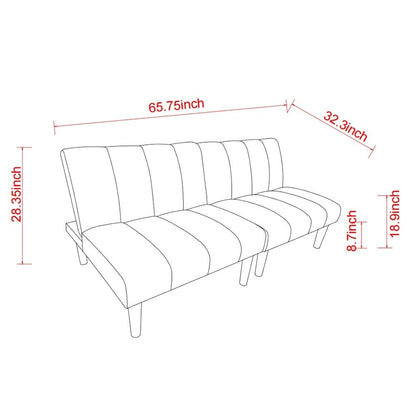 Corduroy Fabric Convertible Sofa Bed with Wood Leg