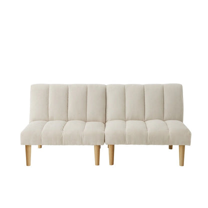 Corduroy Fabric Convertible Sofa Bed with Wood Leg