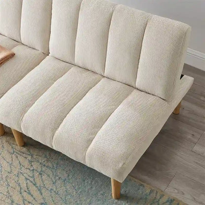 Corduroy Fabric Convertible Sofa Bed with Wood Leg