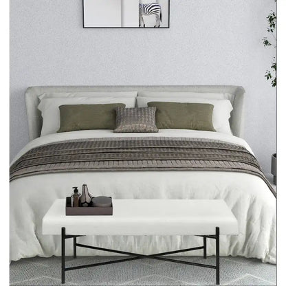Tingri Modern White Cushion Top Entryway Bench