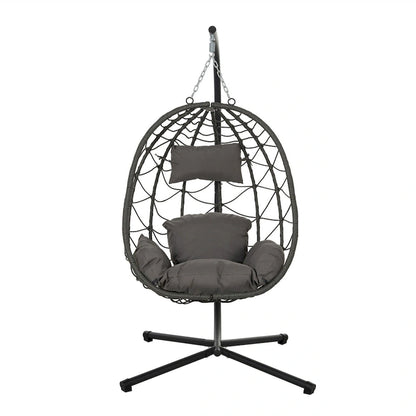 Indoor Outdoor Wicker Hanging Egg Chair with Stand