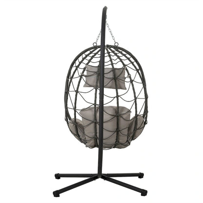 Indoor Outdoor Wicker Hanging Egg Chair with Stand