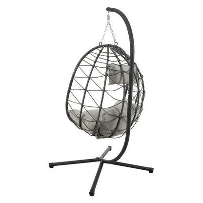 Indoor Outdoor Wicker Hanging Egg Chair with Stand