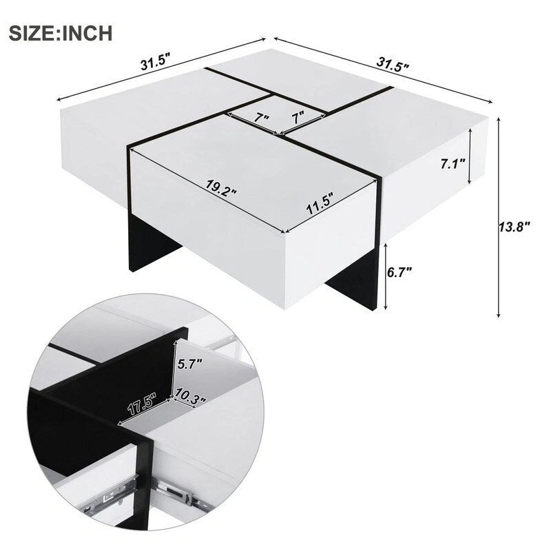 Unique Design Coffee Table with Extendable Sliding Tabletop