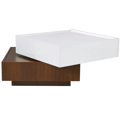 Rotating Coffee Table with 2 Drawers