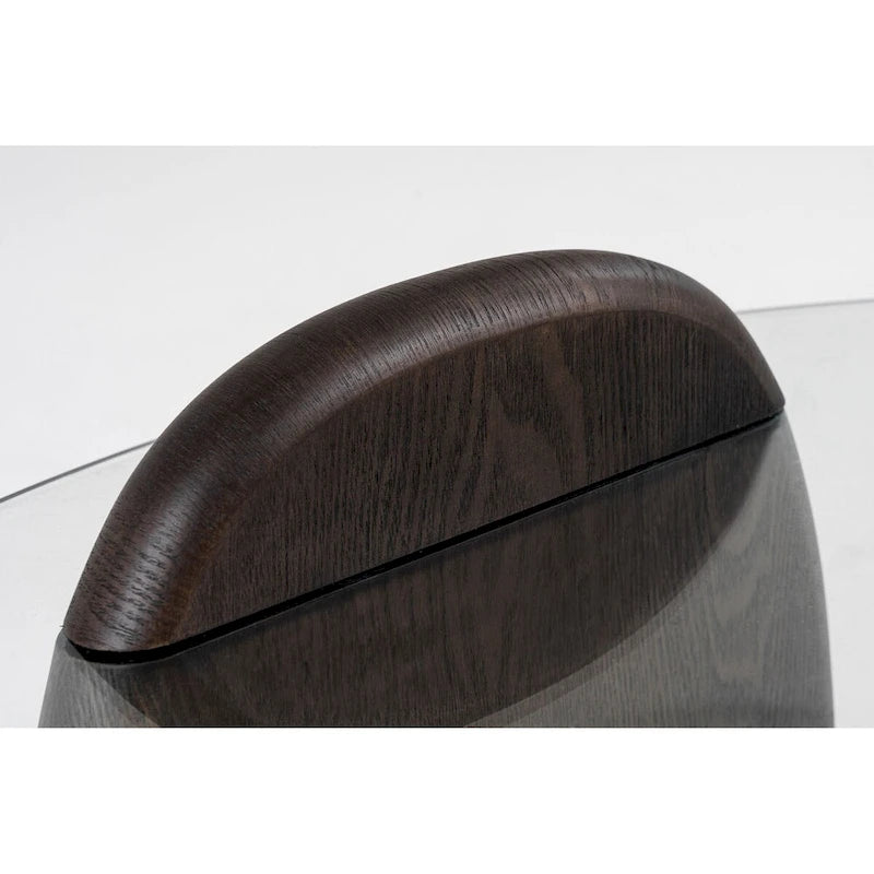Modrest Buxton Mid-Century Modern Glass & Dark Walnut Coffee Table