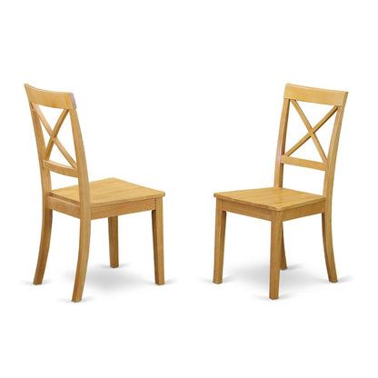 East West Furniture 3 Piece Modern Dining Table Set- a Round Kitchen Table with Pedestal and 2 Kitchen Dining Chairs, Oak