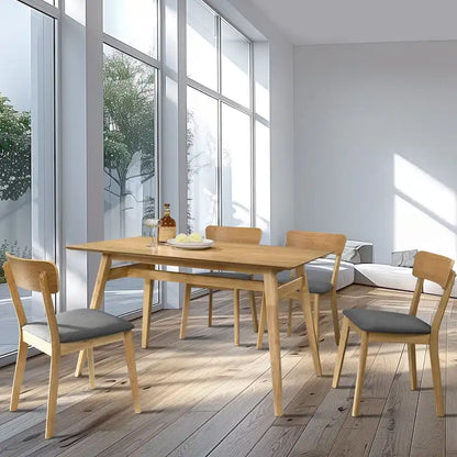 Dining Chair Set Of 2, Solid Rubberwood Foam Upholstery Cushion Seat Wooden Ladder Back Side Chairs
