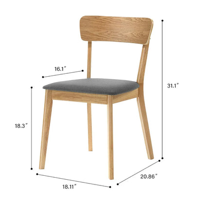 Dining Chair Set Of 2, Solid Rubberwood Foam Upholstery Cushion Seat Wooden Ladder Back Side Chairs