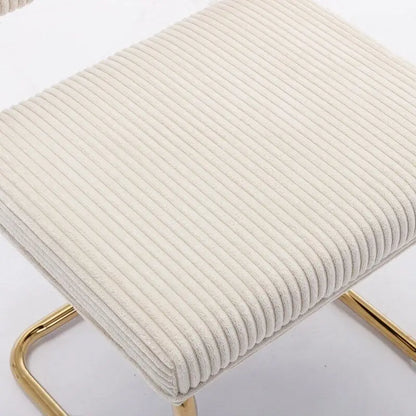 Modern Dining Chairs with Corduroy Fabric,Gold Metal Base, Kitchen Chairs with Channel Tufting, Side Chairs, Set of 2