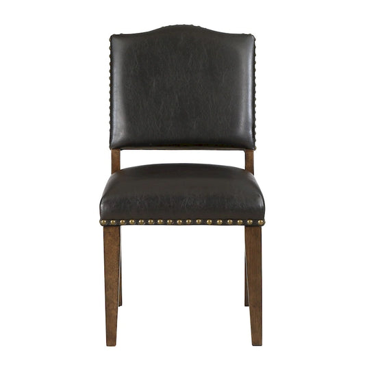 Faux Leather Dining Chair with Nail Heads for dining room(Set of 2)