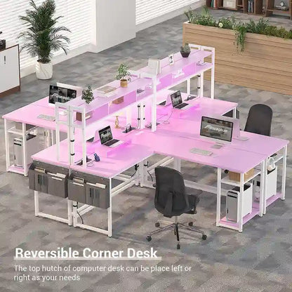 L-Shape Gaming Desk Wood Office Computer Table with Hutch and USB Port