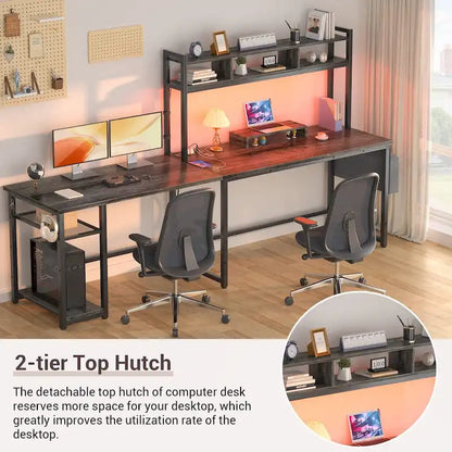 L-Shape Gaming Desk Wood Office Computer Table with Hutch and USB Port