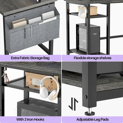 L-Shape Gaming Desk Wood Office Computer Table with Hutch and USB Port