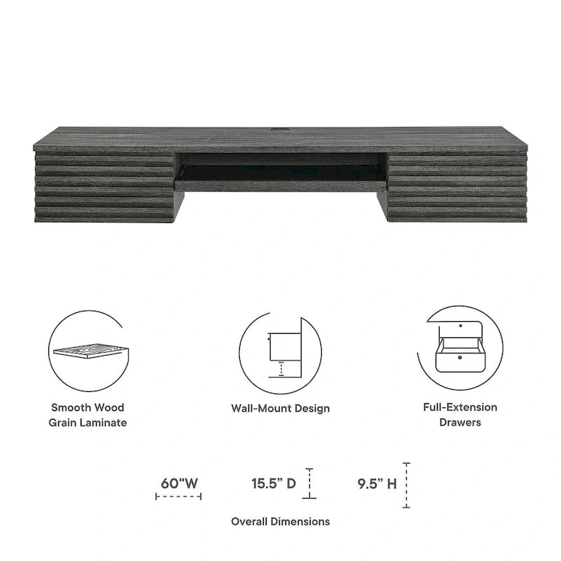 Render Wall Mount Wood Office Desk