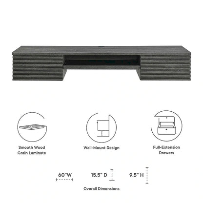 Render Wall Mount Wood Office Desk