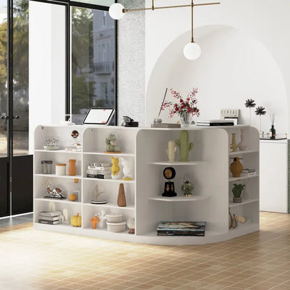 White Welcome Desk with Side Drawer and Cabinet - Reception Solution