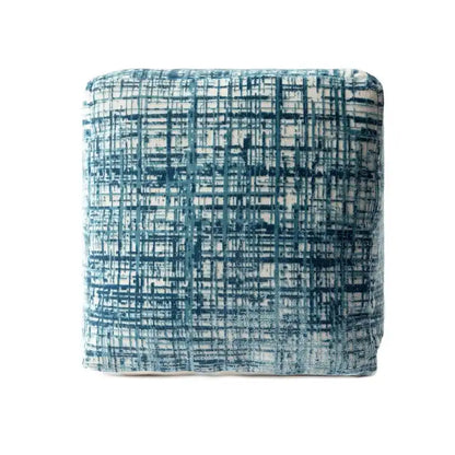 HomeRoots 18 Blue Polyester Blend Ottoman