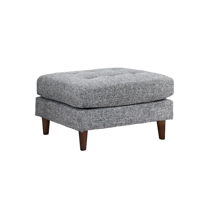 Ryle 104 Inch Sectional Sofa with Chaise and Ottoman, 2 Pillows, Gray Woven