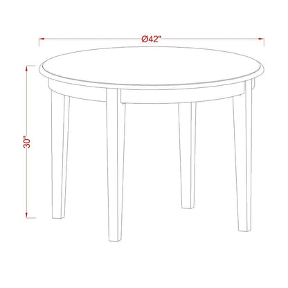 East West Furniture Kitchen Table Set- A Round Dining Table and Dining Room Chairs, Linen White (Pieces Options)