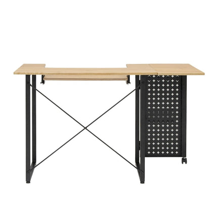 Sew Ready Pivot Sewing Table with Storage Panel and Adjustable Platform