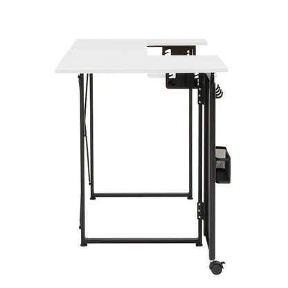Sew Ready Pivot Sewing Table with Storage Panel and Adjustable Platform