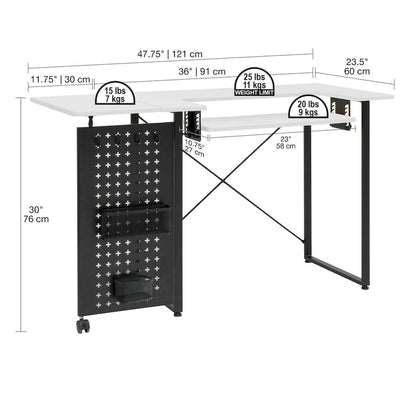 Sew Ready Pivot Sewing Table with Storage Panel and Adjustable Platform