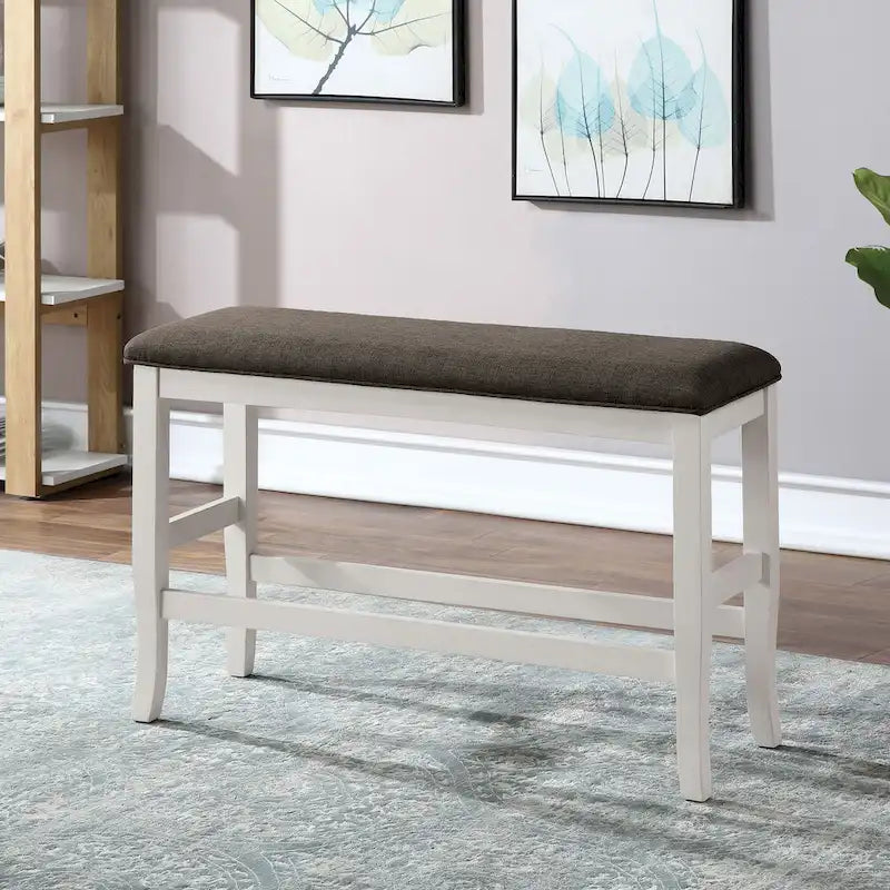Furniture of America Hanto Transitional Off-White Wood 4-Piece Counter Height Dining Table Set with Storage