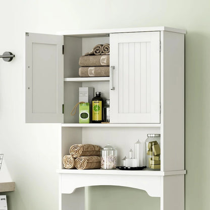 Over The Toilet Storage Cabinet with Double Doors and Anti-Tip Device