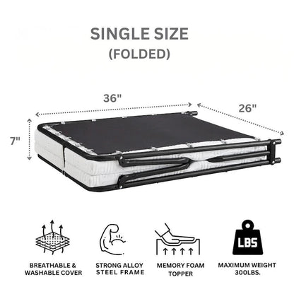 Nautica Home Gellux Cooling Gel Foam Folding Steel Frame Guest Bed