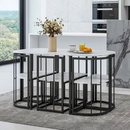 7-Piece Iron Dining Table Set with Table and Six Chairs