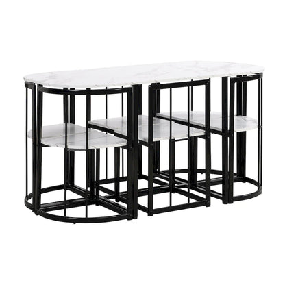7-Piece Iron Dining Table Set with Table and Six Chairs