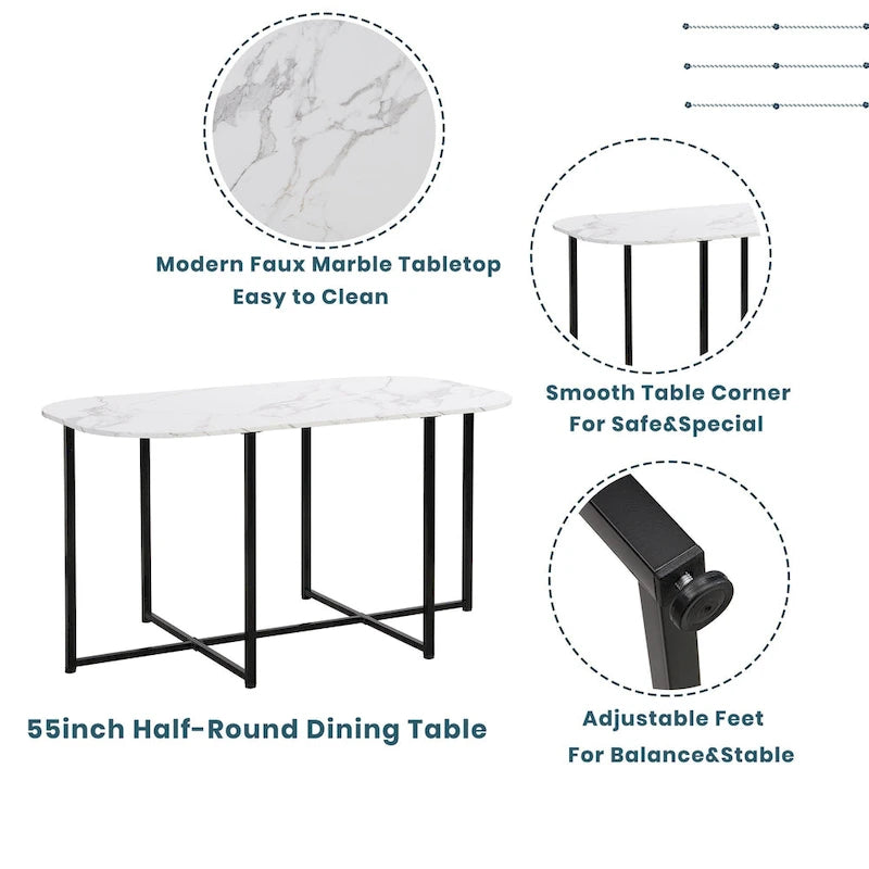 7-Piece Iron Dining Table Set with Table and Six Chairs