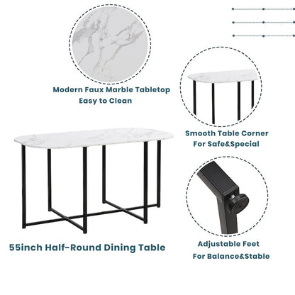7-Piece Iron Dining Table Set with Table and Six Chairs