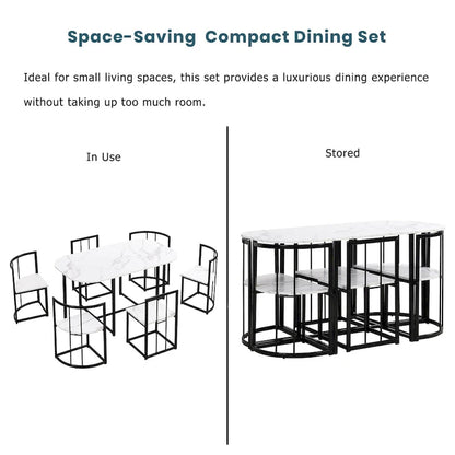 7-Piece Iron Dining Table Set with Table and Six Chairs