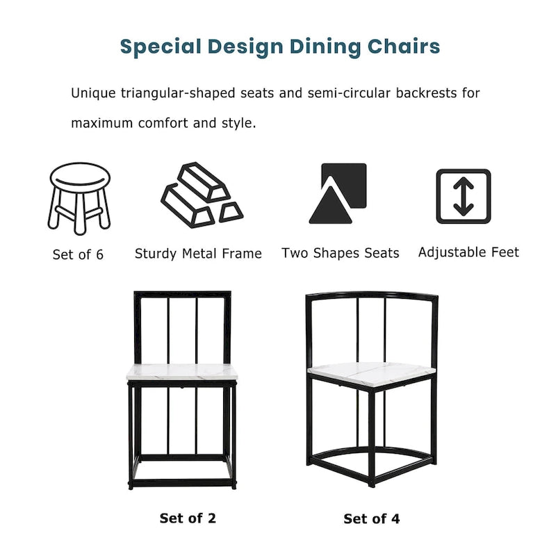 7-Piece Iron Dining Table Set with Table and Six Chairs