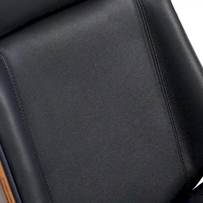 Genuine Leather High Back Executive Office Chair in Solid Walnut Wood