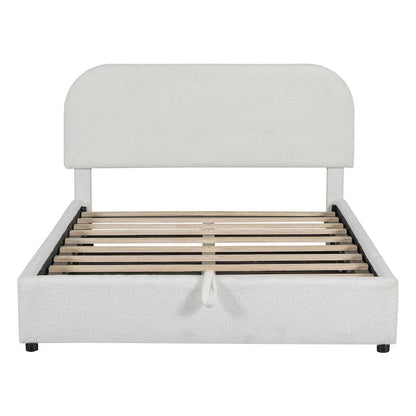 Teddy Fleece Full Size Upholstered Platform Bed with Hydraulic Storage System