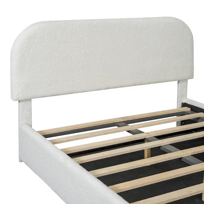 Teddy Fleece Full Size Upholstered Platform Bed with Hydraulic Storage System