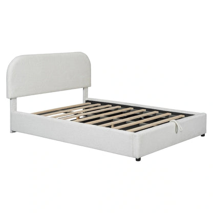 Teddy Fleece Full Size Upholstered Platform Bed with Hydraulic Storage System