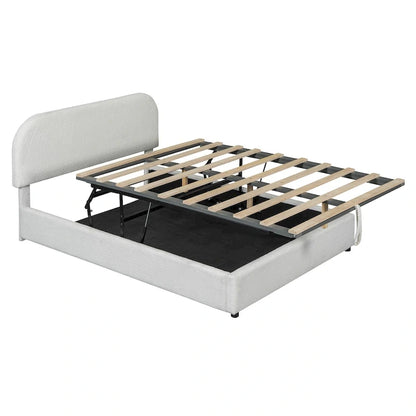 Teddy Fleece Full Size Upholstered Platform Bed with Hydraulic Storage System