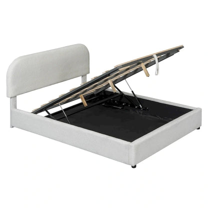 Teddy Fleece Full Size Upholstered Platform Bed with Hydraulic Storage System