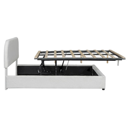 Teddy Fleece Full Size Upholstered Platform Bed with Hydraulic Storage System