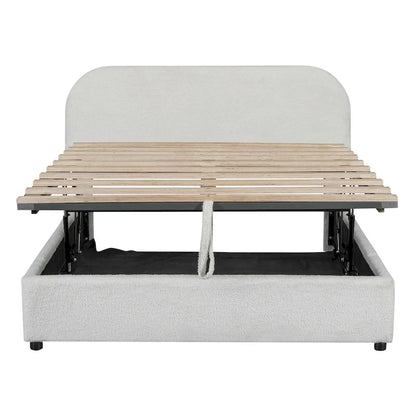 Teddy Fleece Full Size Upholstered Platform Bed with Hydraulic Storage System