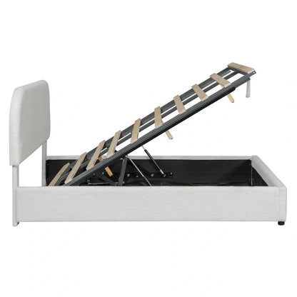 Teddy Fleece Full Size Upholstered Platform Bed with Hydraulic Storage System