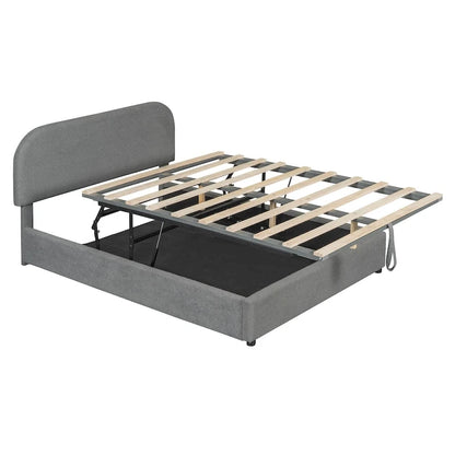 Teddy Fleece Full Size Upholstered Platform Bed with Hydraulic Storage System