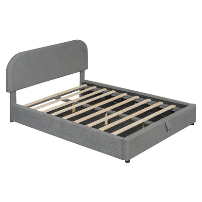 Teddy Fleece Full Size Upholstered Platform Bed with Hydraulic Storage System